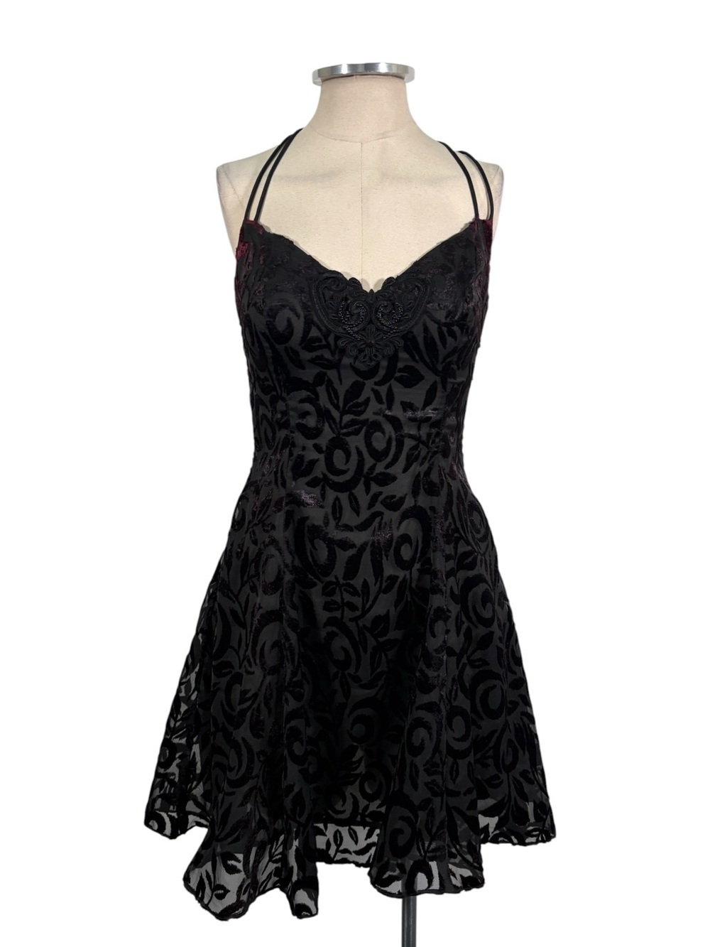 vintage Jessica McClintock Romantic Goth Coquette Fairy Mini Dress Size Small